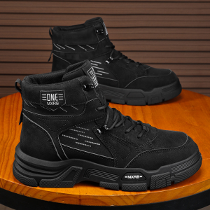 Padded Cotton Shoes Black Work Martin Boots Men